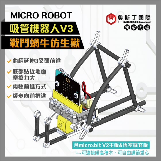 【OST029】MICRO ROBOT吸管機器人V3-戰鬥蝸牛(含micro:bitV2主板及擴充板)