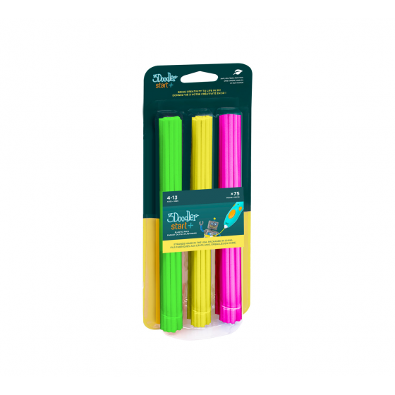 【3DD014】3Doodler Start+ Eco Plastic - Neon Glow 環保顏料包75入 螢光綠黃桃 3D列印筆 3D創意設計 maker DIY體驗