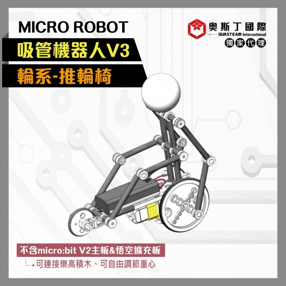 【OST074】MICRO ROBOT輪系吸管機器人V3-推輪椅(不含micro:bitV2主板)