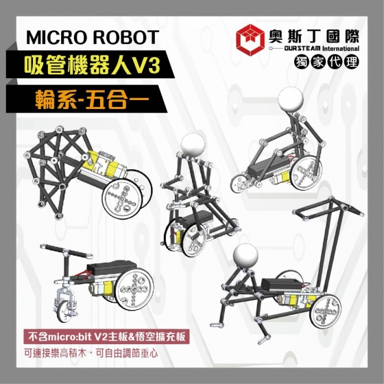 【OST077】MICRO ROBOT輪系吸管機器人V3-五合一(不含micro:bitV2主板)